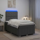 vidaXL LED Boxspring Ágy Mattal Sötétszürke 120 x 200 cm Szövet