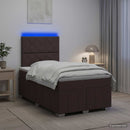 vidaXL LED Boxspring Ágy Mattal Sötét Barna 120 x 190 cm Szövet
