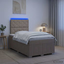 vidaXL LED Boxspring Ágy Mattal Tópszínű 120 x 190 cm Szövet