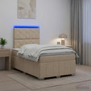 vidaXL LED Boxspring Ágy Mattal Krémszínű 120 x 190 cm Szövet