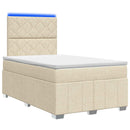 vidaXL LED Boxspring Ágy Mattal Krémszínű 120 x 190 cm Szövet