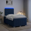 vidaXL LED Boxspring Ágy Mattal fejtámlával Kék 120 x 200 cm Szövet