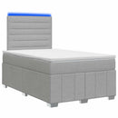vidaXL LED Boxspring Ágy Mattal Világosszürke 120 x 200 cm Szövet
