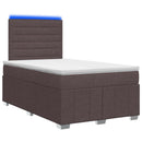 vidaXL LED Boxspring Ágy Mattal Sötét Barna 120 x 200 cm Szövet