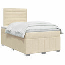 vidaXL LED Boxspring Ágy Mattal Krémszínű 120 x 200 cm Szövet
