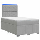 vidaXL LED Boxspring Ágy Mattal Világosszürke 120 x 200 cm Szövet