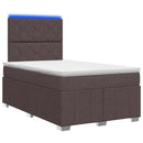 vidaXL LED Boxspring Ágy Mattal Sötét Barna 120 x 200 cm Szövet