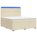 vidaXL LED Boxspring Ágy Mattal Krémszínű 140 x 190 cm Szövet