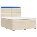 vidaXL LED Boxspring Ágy Mattal Krémszínű 140 x 190 cm Szövet