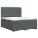 vidaXL LED Boxspring Ágy Mattal Sötétszürke 140 x 200 cm Szövet