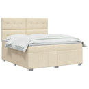 vidaXL LED Boxspring Ágy Mattal Krémszínű 140 x 200 cm Szövet