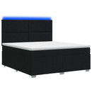 vidaXL LED Boxspring Ágy Mattal fejtámlával Fekete 140 x 200 cm Szövet