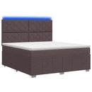 vidaXL LED Boxspring Ágy Mattal Sötét Barna 140 x 200 cm Szövet