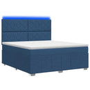vidaXL LED Boxspring Ágy Mattal fejtámlával Kék 140 x 200 cm Szövet
