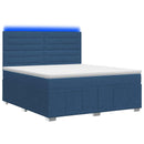 vidaXL LED Boxspring Ágy Mattal fejtámlával Kék 160 x 200 cm Szövet