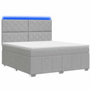 vidaXL LED Boxspring Ágy Mattal Világosszürke 160 x 200 cm Szövet