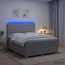 vidaXL LED Boxspring Ágy Mattal Világosszürke 140 x 200 cm Szövet