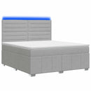 vidaXL LED Boxspring Ágy Mattal Világosszürke 180 x 200 cm Szövet
