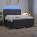 vidaXL LED Boxspring Ágy Mattal Sötétszürke 140 x 200 cm Szövet