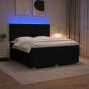 vidaXL LED Boxspring Ágy Mattal fejtámlával Fekete 140 x 200 cm Szövet