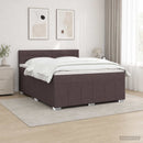 vidaXL LED Boxspring Ágy Mattal Sötét Barna 140 x 200 cm Szövet