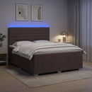 vidaXL LED Boxspring Ágy Mattal Sötét Barna 140 x 200 cm Szövet
