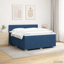 vidaXL LED Boxspring Ágy Mattal fejtámlával Kék 160 x 200 cm Szövet