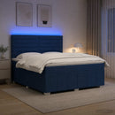 vidaXL LED Boxspring Ágy Mattal fejtámlával Kék 160 x 200 cm Szövet