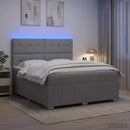 vidaXL LED Boxspring Ágy Mattal Világosszürke 160 x 200 cm Szövet