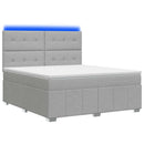 vidaXL LED Boxspring Ágy Mattal Világosszürke 180 x 200 cm Szövet