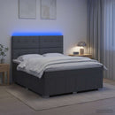 vidaXL LED Boxspring Ágy Mattal Sötétszürke 180 x 200 cm Szövet