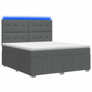 vidaXL LED Boxspring Ágy Mattal Sötétszürke 180 x 200 cm Szövet