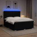 vidaXL LED Boxspring Ágy Mattal fejtámlával Fekete 180 x 200 cm Szövet