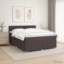vidaXL LED Boxspring Ágy Mattal Sötét Barna 160 x 200 cm Szövet