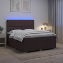 vidaXL LED Boxspring Ágy Mattal Sötét Barna 160 x 200 cm Szövet