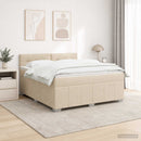 vidaXL LED Boxspring Ágy Mattal Krémszínű 140 x 200 cm Szövet