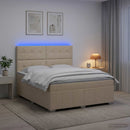 vidaXL LED Boxspring Ágy Mattal Krémszínű 140 x 200 cm Szövet