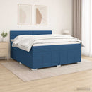 vidaXL LED Boxspring Ágy Mattal fejtámlával Kék 140 x 190 cm Szövet