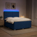 vidaXL LED Boxspring Ágy Mattal fejtámlával Kék 140 x 190 cm Szövet