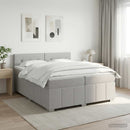 vidaXL LED Boxspring Ágy Mattal Világosszürke 160 x 200 cm Szövet