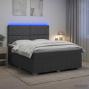 vidaXL LED Boxspring Ágy Mattal Sötétszürke 140 x 190 cm Szövet