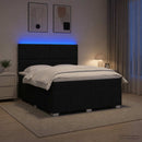 vidaXL LED Boxspring Ágy Mattal fejtámlával Fekete 140 x 190 cm Szövet