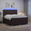 vidaXL LED Boxspring Ágy Mattal Sötét Barna 140 x 200 cm Szövet