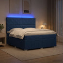 vidaXL LED Boxspring Ágy Mattal fejtámlával Kék 160 x 200 cm Szövet