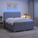 vidaXL LED Boxspring Ágy Mattal Világosszürke 200 x 200 cm Szövet