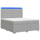 vidaXL LED Boxspring Ágy Mattal Világosszürke 200 x 200 cm Szövet