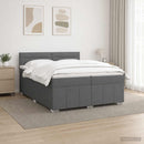 vidaXL LED Boxspring Ágy Mattal Sötétszürke 200 x 200 cm Szövet