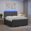 vidaXL LED Boxspring Ágy Mattal Sötétszürke 200 x 200 cm Szövet