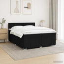 vidaXL LED Boxspring Ágy Mattal fejtámlával Fekete 200 x 200 cm Szövet