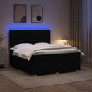 vidaXL LED Boxspring Ágy Mattal fejtámlával Fekete 200 x 200 cm Szövet